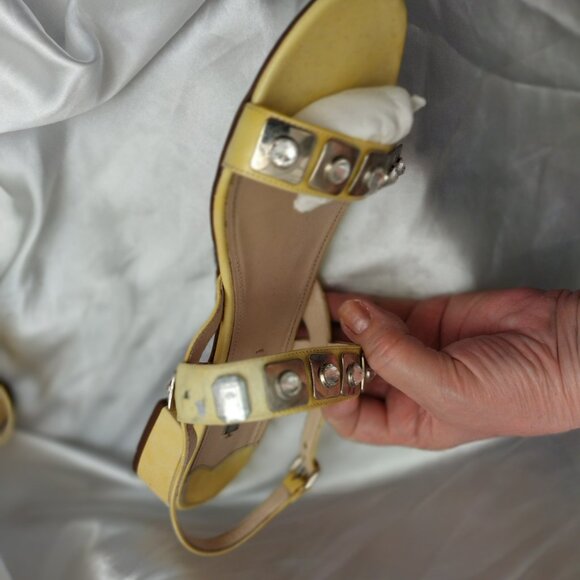 2000 Prada Yellow Leather Studded Slingback Sandals